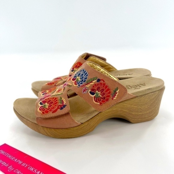 Alegria Women's Linn Sandal Cognac Multi Needles and Pins size 38 US7.5-8 - Picture 10 of 14